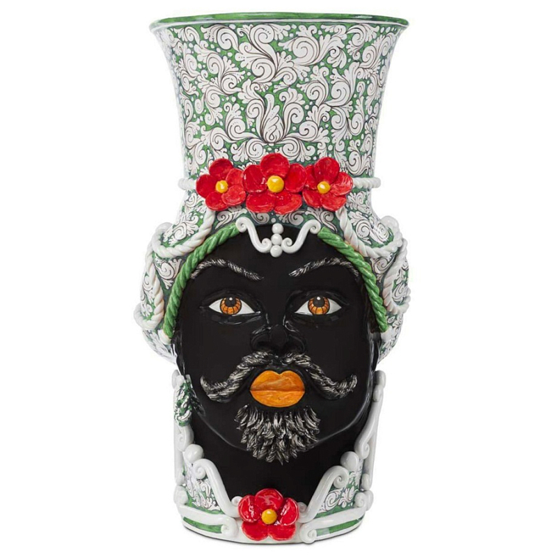Ваза Vase Moro Man Giant Flower Green Red Черный Зеленый Красный Белый Ваза Vase Moro Man Giant Flower Green Red Черный Зеленый Красный Белый в Липецке | Loft Concept