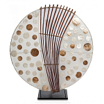 Настольная лампа из перламутра и дерева на подставке Indonesian Round Shell варинант исполнения - 2 | Loft Concept в Липецке