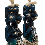 Комплект из 2-х деревянных статуэток Asmat Straw Headdress Statuettes Dark Blue варинант исполнения - 3 | Loft Concept в Липецке