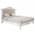 Кровать белая из массива бука с основанием и мягким изголовьем в стиле прованс White Provence варинант исполнения - 1 | Loft Concept в Липецке