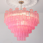 Элитная Люстра Textured Glass Pink Chandelier Ярко Розовое стекло варинант исполнения - 1 | Loft Concept в Липецке