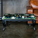 Банкетка из натурального бука черная с изображением птиц и цветов Blooming Birds варинант исполнения - 2 | Loft Concept в Липецке