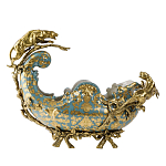 Чаша голубого цвета с оранментом и и бронзовыми фигурами леопардов Eden Garden варинант исполнения - 1 | Loft Concept в Липецке