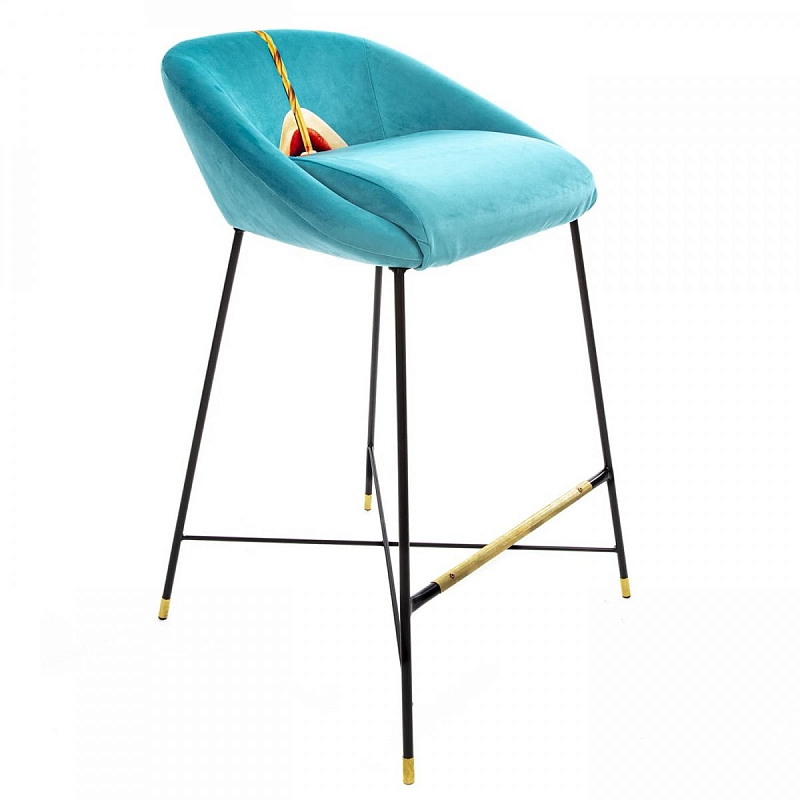 Барный стул Seletti High Stool Drill Черный Бирюзовый Барный стул Seletti High Stool Drill Черный Бирюзовый в Липецке | Loft Concept