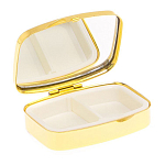 Таблетница карманная прямоугольная с 2-мя отделениями с зеркалом и накладкой из натурального камня Апатит Голубой Gold Stone Pillboxes варинант исполнения - 3 | Loft Concept в Липецке