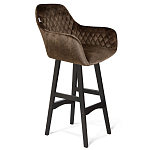 Барный стул со спинкой и подлокотниками на 4-х черных ножках Douglas Rhombus Коричневый Велюр варинант исполнения - 1 | Loft Concept в Липецке