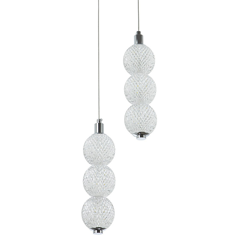 Подвесной светодиодный светильник с 2-мя плафонами Crystal Globule Hanging Lamp Chrome Прозрачный Хром Подвесной светодиодный светильник с 2-мя плафонами Crystal Globule Hanging Lamp Chrome Прозрачный Хром в Липецке | Loft Concept