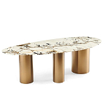 Обеденный стол с асимметричной столешницей на 3-х массивных золотых ножках Commonwealth Table варинант исполнения - 1 | Loft Concept в Липецке