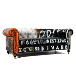 Диван Честерфильд граффити graffiti Orange Sofa натуральная кожа варинант исполнения - 1 | Loft Concept в Липецке