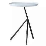 Столик приставной с круглой серой столешницей и черным основанием Round Stable Table варинант исполнения - 1 | Loft Concept в Липецке