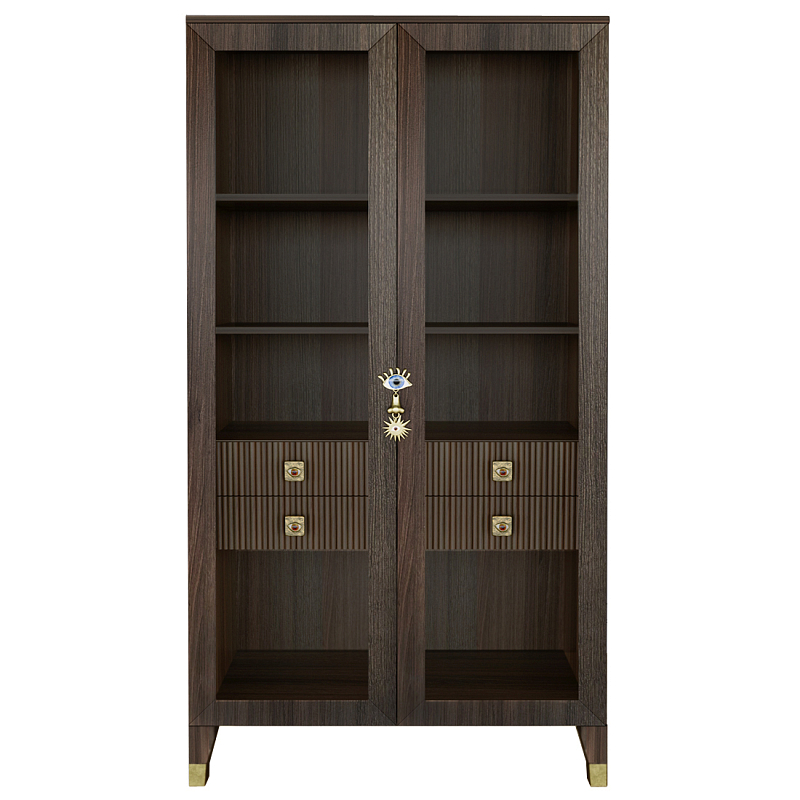 Дизайнерский шкаф витрина Elsa Dreams Walnut с 4-мя ящиками Орех Золотой в Липецке | Loft Concept 