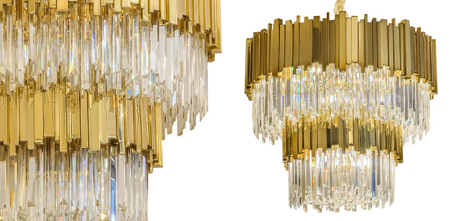 Круглая многоярусная люстра Luxxu Modern Cascade Chandelier Gold Metal Glass Круглая многоярусная люстра Luxxu Modern Cascade Chandelier Gold Metal Glass - Loft-Concept в Липецке