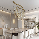 Бра с золотистой вертикальной трубкой и декоративными прозрачными листьями из стекла Sylva  варинант исполнения - 5 | Loft Concept в Липецке