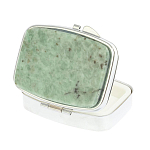 Таблетница карманная прямоугольная с 2-мя отделениями с зеркалом и накладкой из натурального камня Жадеит Silver Stone Pillboxes варинант исполнения - 2 | Loft Concept в Липецке