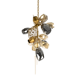 Люстра подвесная вытянутой формы с плафонами из стекла и металла с тремя вертикальными подвесками Gilded Mirage  варинант исполнения - 1 | Loft Concept в Липецке