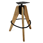 Барный стул со спинкой и металлической подставкой на 3-х деревянных ножках Горчичный Велюр Vendramin Chair варинант исполнения - 4 | Loft Concept в Липецке