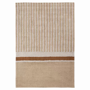 Ковер из хлопка бежевого цвета с геометрическим рисунком Elan Stripe