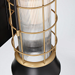 Настенный фонарь цилиндрической формы с рифленым стеклом в золотом каркасе на черном прямоугольном основании Eurofase варинант исполнения - 3 | Loft Concept в Липецке