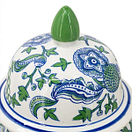 Ваза с крышкой и зелено-голубым рисунком на белом фоне 51 см Blue & White Ornament варинант исполнения - 3 | Loft Concept в Липецке