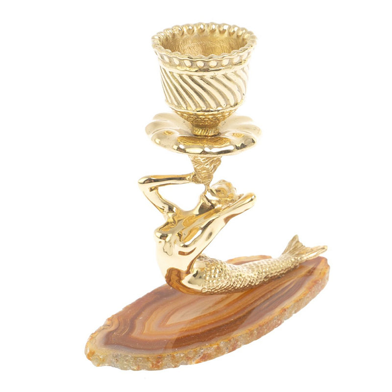 Подсвечник из натурального камня агат светло-коричневый Stone Candlestick Бежевый Золотой Подсвечник из натурального камня агат светло-коричневый Stone Candlestick Бежевый Золотой в Липецке | Loft Concept