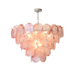 Люстра с каскадом из круглых розовых стеклянных дисков Pink Light Waterfall варинант исполнения - 4 | Loft Concept в Липецке