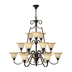 Люстра трехъярусная бронзового цвета с 15-ю кремовыми плафонами в форме чаш Hinkley варинант исполнения - 2 | Loft Concept в Липецке