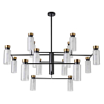 Люстра потолочная с 16-ю цилиндрическими плафонами из стекла и черным каркасом Noir Poise варинант исполнения - 1 | Loft Concept в Липецке