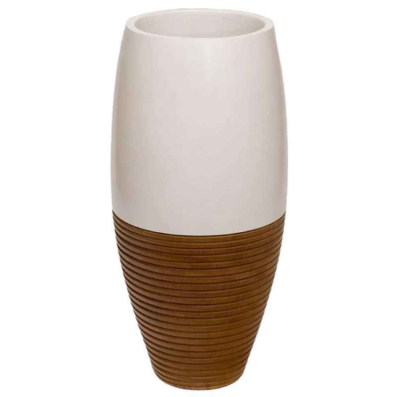 Ваза деревянная белая Vase of Thailand Белый Светло-коричневый  в Липецке | Loft Concept 