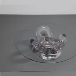 Дизайнерский журнальный стол с круглой прозрачной столешницей и основанием в виде цепи Hua Wang варинант исполнения - 2 | Loft Concept в Липецке