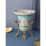 Ваза из голубого фарфора с рисунком птиц и цветов и декоративными элементами Blue Garden варинант исполнения - 6 | Loft Concept в Липецке