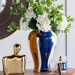 Ваза с крышкой и мазками синего и золого цвета на белом фоне Chinoiserie Ceramics варинант исполнения - 4 | Loft Concept в Липецке