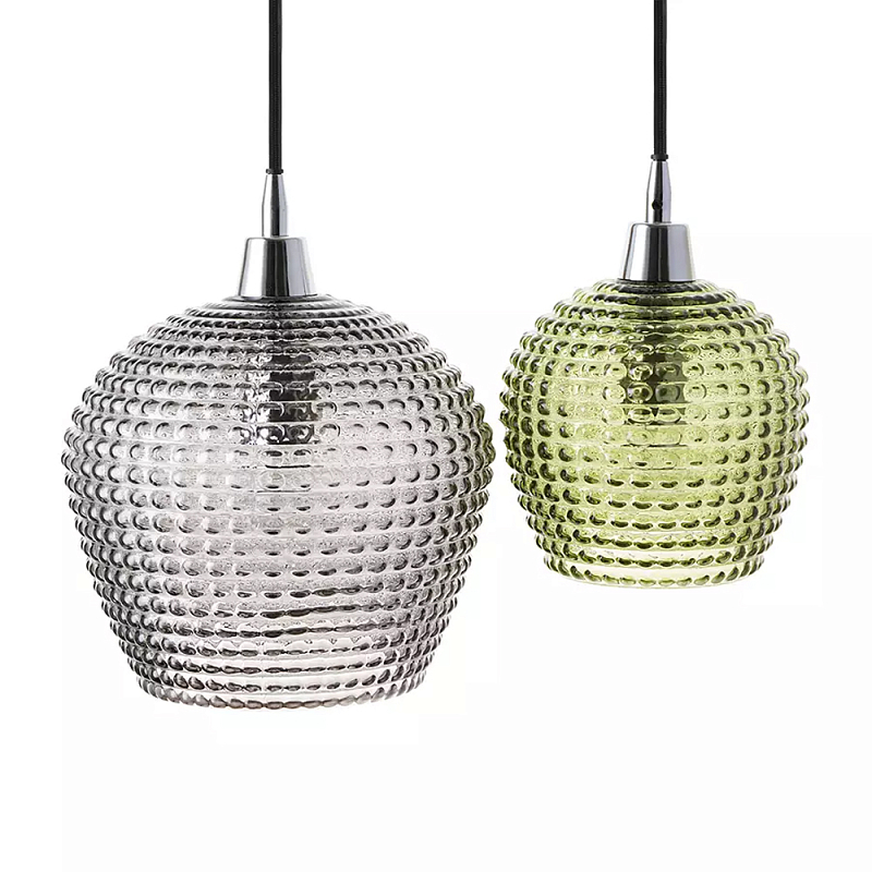 Подвесной светильник каскадный с 2-мя рельефными плафонами Cascade with Relief Lampshades Серый Зеленый Черный Подвесной светильник каскадный с 2-мя рельефными плафонами Cascade with Relief Lampshades Серый Зеленый Черный в Липецке | Loft Concept