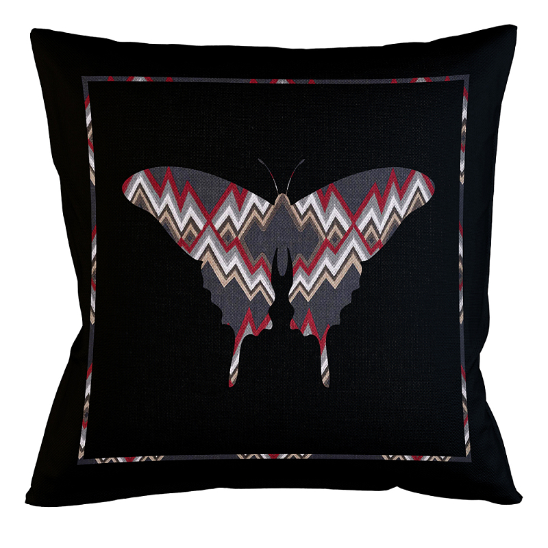 Подушка декоративная бабочка цветной орнамент Ikat Pattern Мульти Бежевый Черный Подушка декоративная бабочка цветной орнамент Ikat Pattern Мульти Бежевый Черный в Липецке | Loft Concept