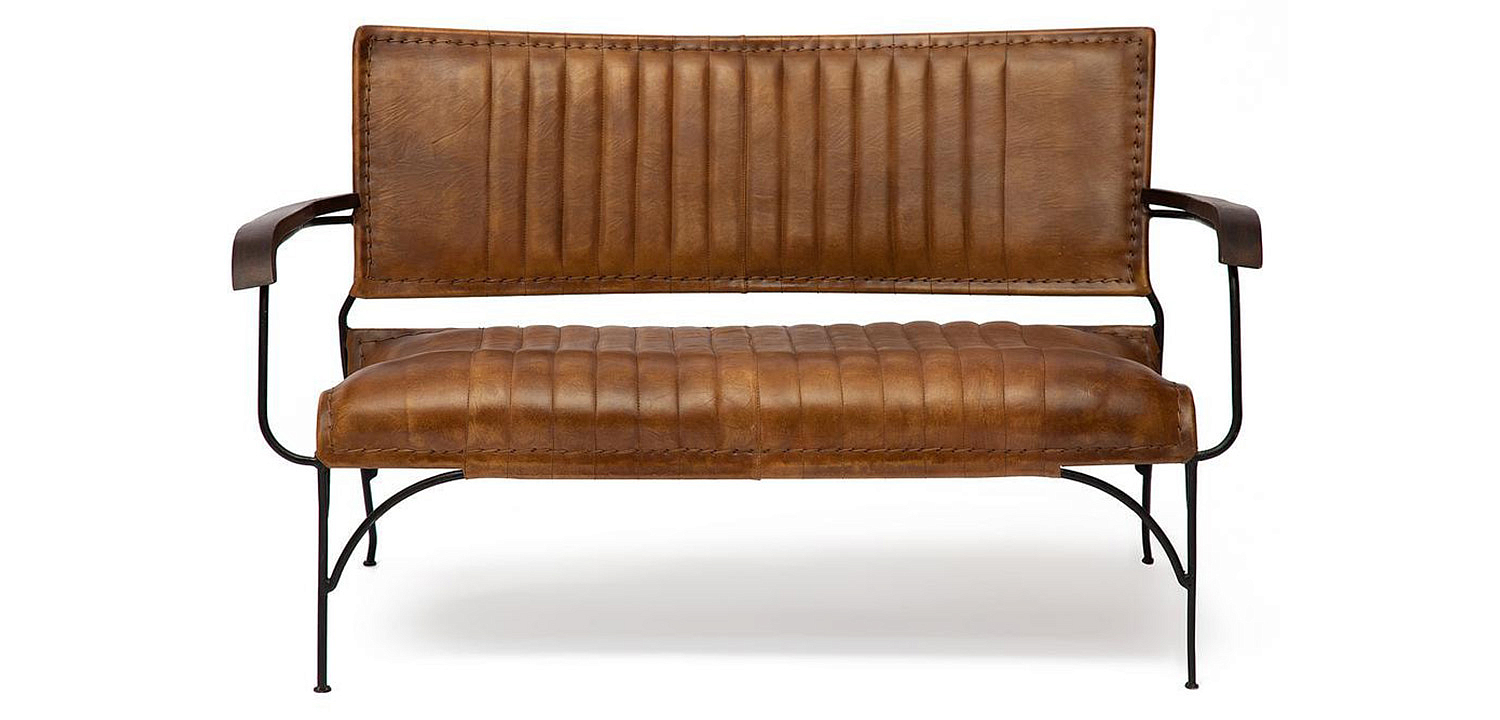 Диван-скамья из натуральной кожи Buffalo Leather Sofa two-seater Диван-скамья из натуральной кожи Buffalo Leather Sofa two-seater - Loft-Concept в Липецке