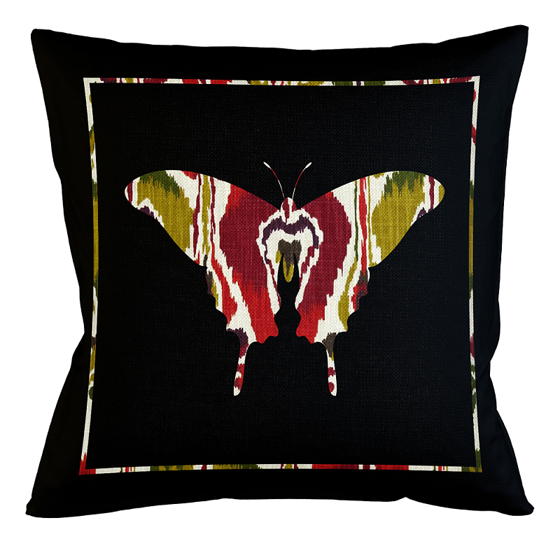 Подушка декоративная бабочка цветной узор Ikat Pattern Мульти Бежевый Черный Подушка декоративная бабочка цветной узор Ikat Pattern Мульти Бежевый Черный в Липецке | Loft Concept