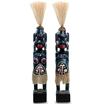 Комплект из 2-х деревянных статуэток Asmat Straw Headdress Statuettes Blue Red варинант исполнения - 4 | Loft Concept в Липецке