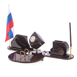 Настольный письменный набор из природного камня обсидиана коричневого Team leader варинант исполнения - 2 | Loft Concept в Липецке