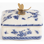 Фарфоровая шкатулка с бронзовой стрекозой Blue and White варинант исполнения - 4 | Loft Concept в Липецке