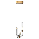 Подвесной светильник с декоративной фигуркой птицы на прозрачной изогнутой трубке Ganthea варинант исполнения - 3 | Loft Concept в Липецке