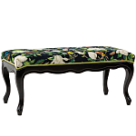 Банкетка из натурального бука черная с изображением птиц и цветов Blooming Birds варинант исполнения - 1 | Loft Concept в Липецке