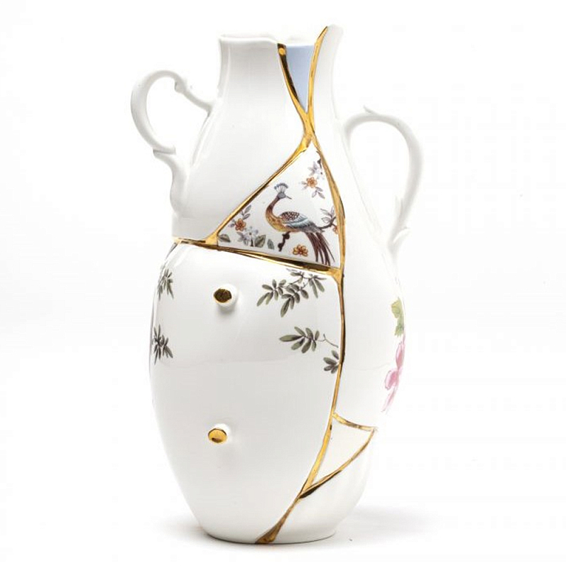 Ваза Seletti Kintsugi high Белый Золотой Ваза Seletti Kintsugi high Белый Золотой в Липецке | Loft Concept