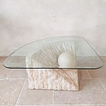 Дизайнерский журнальный стол в виде раковины с жемчужиной под прозрачной столешницей Fahin варинант исполнения - 1 | Loft Concept в Липецке