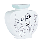 Ваза плоская белая с абстрактными черными линиями в форме лиц Faces of Imagination варинант исполнения - 1 | Loft Concept в Липецке
