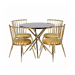 Обеденный стол с чёрной круглой столешницей на золотых ножках Rive Gauche Table варинант исполнения - 3 | Loft Concept в Липецке