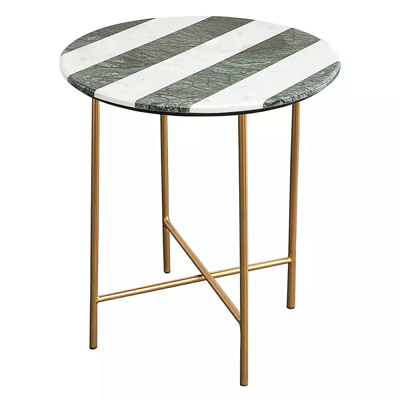 Столик приставной с круглой столешницей с полосатым узором Tabletops with Striped Pattern Серый Белый Столик приставной с круглой столешницей с полосатым узором Tabletops with Striped Pattern Серый Белый в Липецке | Loft Concept