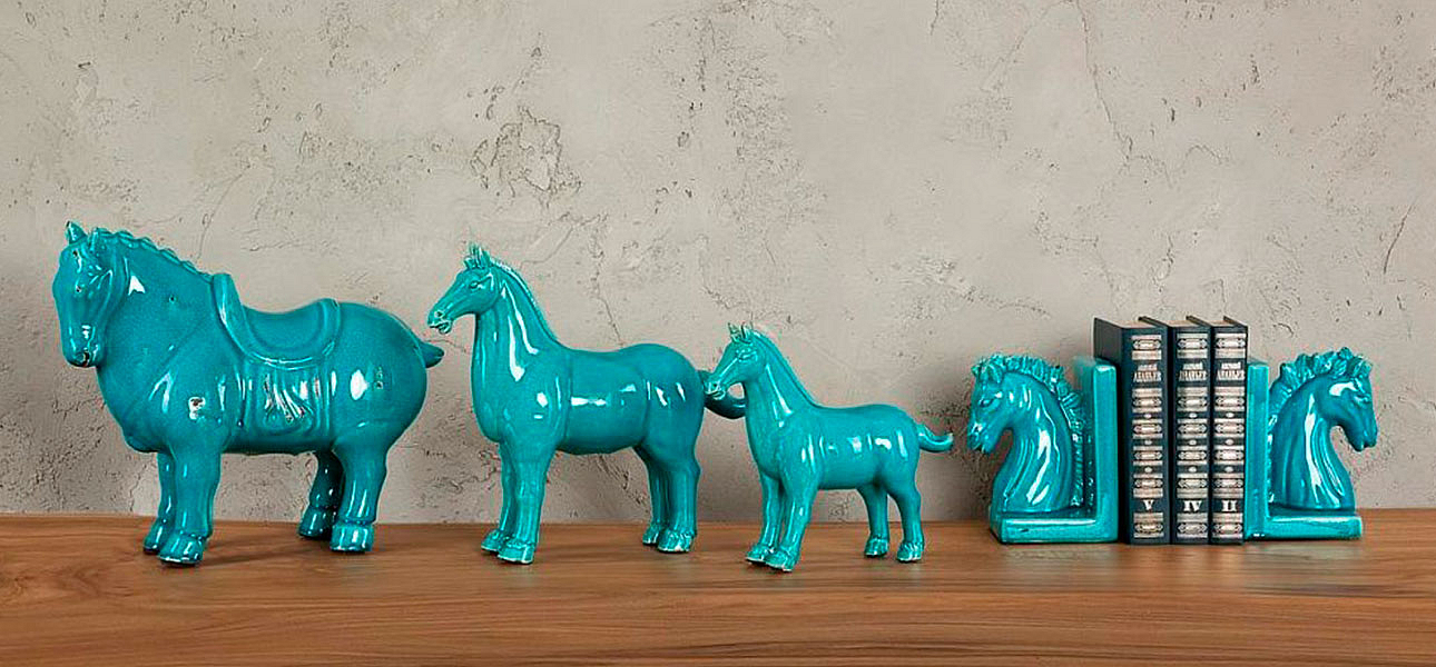 Фигурка керамика синяя лошадь большая Blue Horse Фигурка керамика синяя лошадь большая Blue Horse - Loft-Concept в Липецке