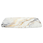 Обеденный стол с прямоугольной столешницей из стекла на черных металлических ножках White Marble варинант исполнения - 3 | Loft Concept в Липецке