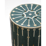Приставной круглый столик с инкрустацией blue Mandika Bone Inlay  варинант исполнения - 1 | Loft Concept в Липецке