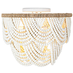 Круглый потолочный светильник с подвесками из круглых деревянных бусин Wooden Beads White Ceiling Lamp варинант исполнения - 1 | Loft Concept в Липецке