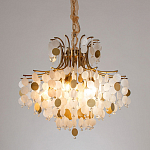 Люстра подвесная с белыми и золотыми круглыми подвесками Диаметр 70 см SHELL Chandelier варинант исполнения - 2 | Loft Concept в Липецке